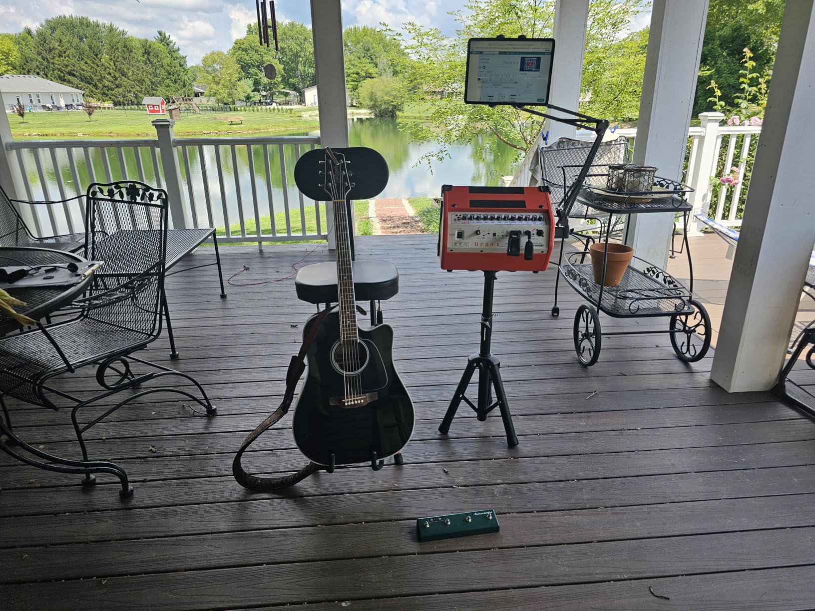 Coolmusic BP80 Battery Powered Acoustic Guitar Amplifier- Portable Bluetooth Speaker 100W, 6 Inputs,3 Band EQ,Orange - Customer Photo 1