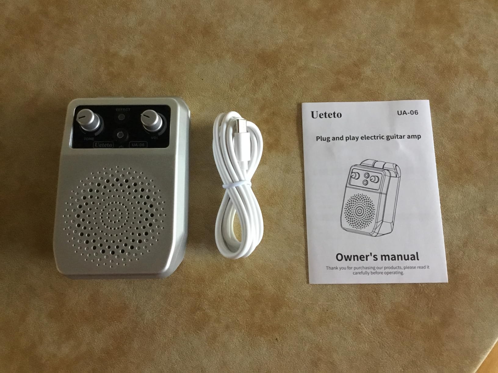 Ueteto Mini Electric Guitar Amp - Bluetooth 5.1 Portable Guitar Amplifier with 4 Sound Effects (Clean, Distortion, Overdrive, Reverb) Type-C Charging, for Practice and Small Gigs - Customer Photo 1